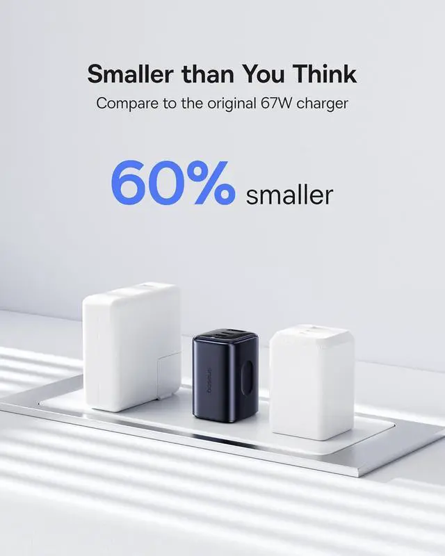 Alt view image 3 of 7 - PICOGO 67W USB C Charger Smallest 3 Port Fast Charging Block with Foldable Plug PD/PPS for MacBook Air/Pro iPhone 17/16/15 Series Galaxy S25/24 Airpods 4 & More