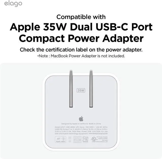 Alt view image 4 of 7 - Charger Cable Management Case Cord Reel Organizor Compatible with MacBook Air 13 M2 M3 M4 2022 2024 2025 MacBook Air 15 M2 M3 M4 2023 2024 2025 [A3240] [A3113] [A3241] [A3114] 35W (Stone)