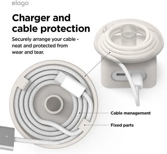 Alt view image 6 of 7 - Charger Cable Management Case Cord Reel Organizor Compatible with MacBook Air 13 M2 M3 M4 2022 2024 2025 MacBook Air 15 M2 M3 M4 2023 2024 2025 [A3240] [A3113] [A3241] [A3114] 35W (Stone)
