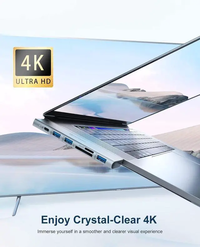 Alt view image 5 of 7 - USB C Hub Adapter MacBook - 7 in 2 MacBook Pro/Air Accessories Multiport Adapter with Thunderbolt 3 Port 100W PD 4K@30Hz 40Gbps 4K HDMI 3*USB3.0 Data Port SD and MicroSD Card Reader