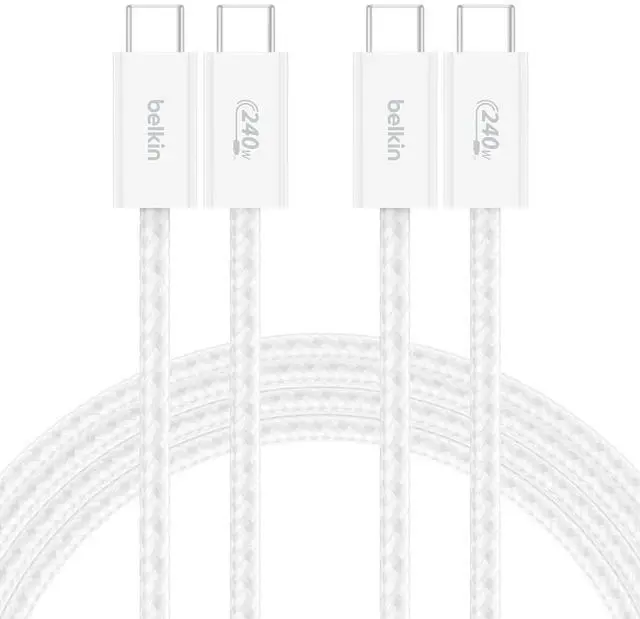 Main image of USB C to USB C Cable ?2-Pack 6.6ft 240W - Type C Charger iPhone Charger Cord Soft Braided Flexible for iPhone 16 Galaxy S25 Pixel 9 MacBook Chromebook iPad Pro Switch  White?