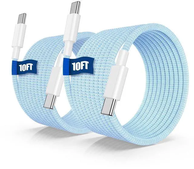 Main image of USB C to C Fast Charger Cable 10ft 60W Long Fast Charge Type C to C Charging Cord Wire for  iPhone 17 Pro Max/17 Air/16 Pro Max/15 Plus iPad Pro 12.9/11 inch/Mini/Air 5/4th MacBook -Blue