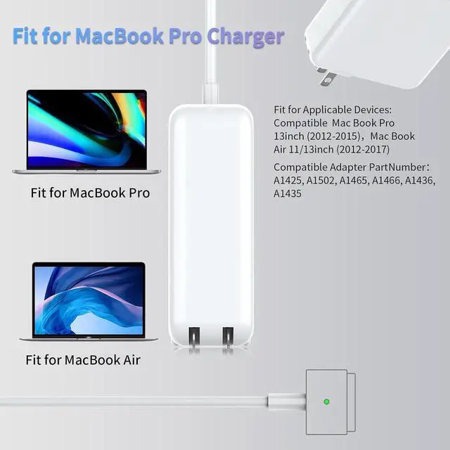 Alt view image 4 of 7 - Replace The MacBook Pro Charger - 60W 45W T-Tip Magnetic Charger Power Adapter Mac Book Air 11-13 inches (2012-2015) Part Numbers A1425 A1502 A1465 A1466 A1436 A1435