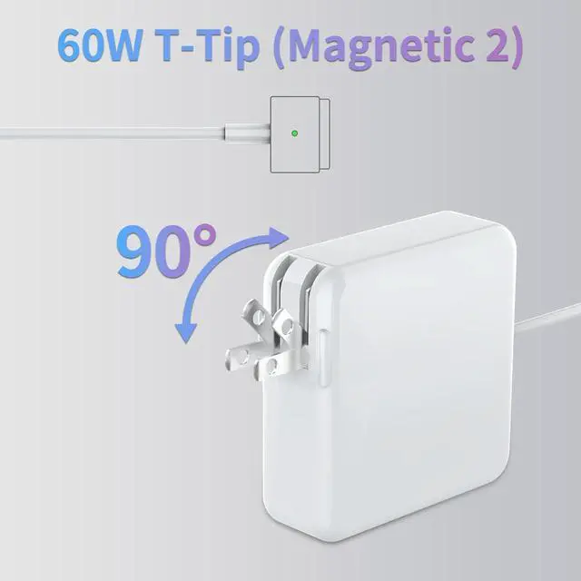 Alt view image 5 of 7 - Replace The MacBook Pro Charger - 60W 45W T-Tip Magnetic Charger Power Adapter Mac Book Air 11-13 inches (2012-2015) Part Numbers A1425 A1502 A1465 A1466 A1436 A1435