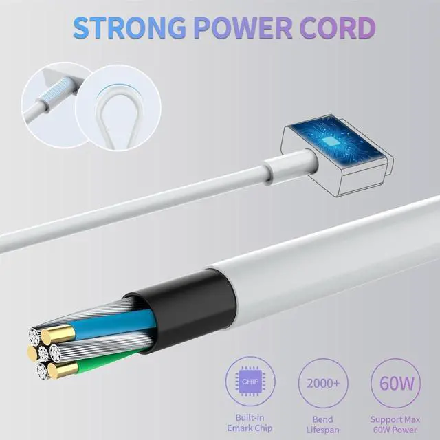 Alt view image 6 of 7 - Replace The MacBook Pro Charger - 60W 45W T-Tip Magnetic Charger Power Adapter Mac Book Air 11-13 inches (2012-2015) Part Numbers A1425 A1502 A1465 A1466 A1436 A1435