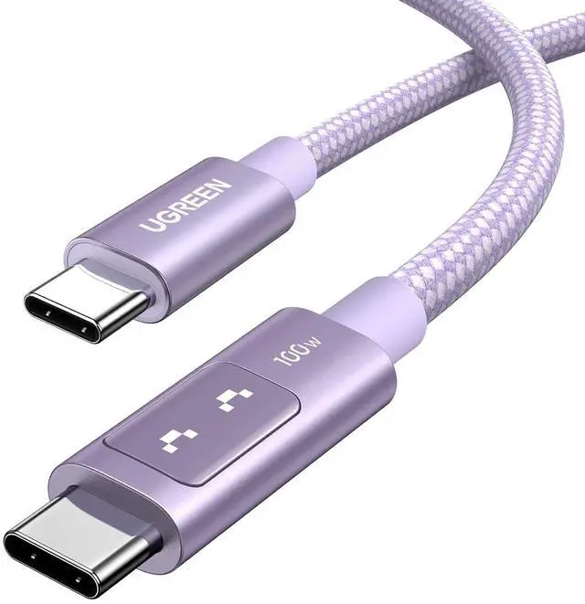 Main image of Uno USB C to USB C Cable 100W Fast Charging Cable Type C Charging Cord with LED Display for iPhone 17/17 Plus/17 Pro/17 Pro Max/16 MacBook Pro/Air iPad Pro/Air Galaxy S25 Ultra 6.6FT Purple