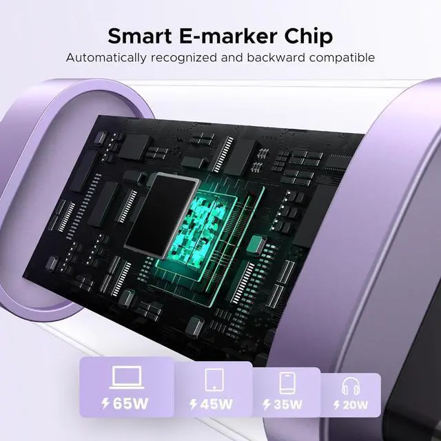 Alt view image 6 of 7 - Uno USB C to USB C Cable 100W Fast Charging Cable Type C Charging Cord with LED Display for iPhone 17/17 Plus/17 Pro/17 Pro Max/16 MacBook Pro/Air iPad Pro/Air Galaxy S25 Ultra 6.6FT Purple