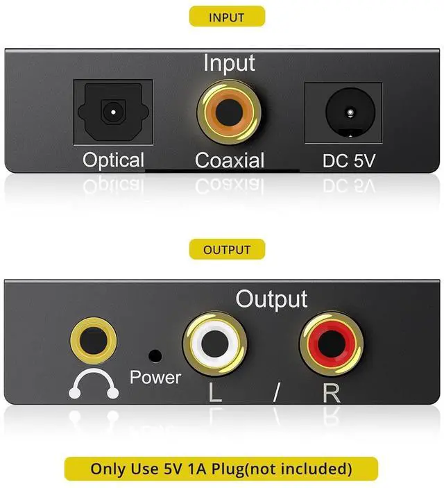 Alt view image 3 of 7 - 192KHz Digital to Analog Audio Converter DAC Digital SPDIF Optical to Analog L/R RCA Converter Toslink Optical to 3.5mm Jack Adapter for PS3 HD DVD PS4 Amp  TV Home Cinema