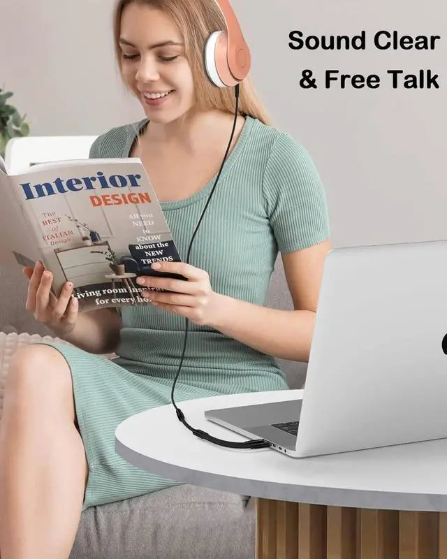 Alt view image 6 of 7 - Headphone Mic Splitter for PC Braided 3.5mm Female to 2 Dual Male Audio Adapter 2-in-1 Y Separator Aux Dongle Converters Cable Cord Compatible with Headset Microphone Gaming Computer Speaker Laptop