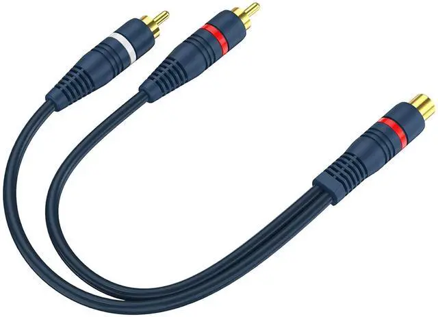 Alt view image 7 of 7 - RCA Splitter 1 Female to 2 Male 2 Pack - RCA Audio Video Cable Splitter Adapter Dark Blue