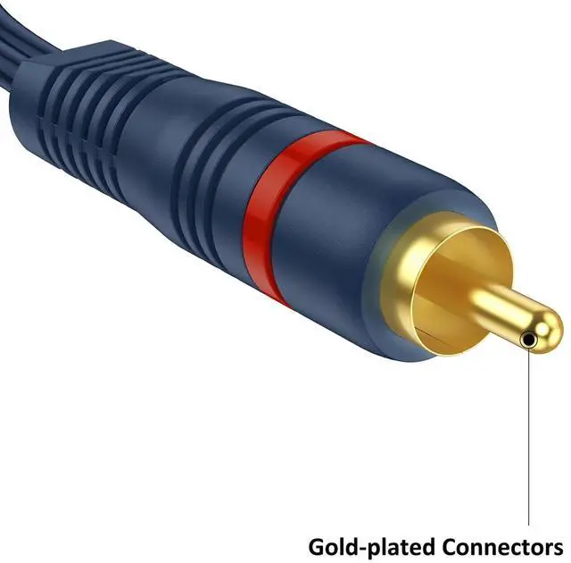 Alt view image 5 of 7 - RCA Splitter 1 Female to 2 Male 2 Pack - RCA Audio Video Cable Splitter Adapter Dark Blue