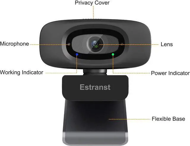 Alt view image 7 of 7 - 2K Quad HD Webcam with Privacy Cover & Noise-Canceling Microphone & USB C Adapter Video Web Streaming Camera for PC Computer Desktop Laptop Mac Zoom Teams &More 2pcs Cable Organizer