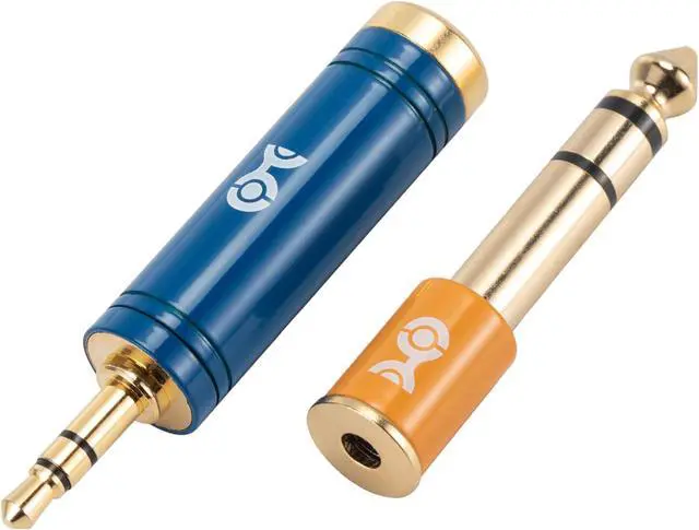 Alt view image 7 of 7 - 2-Pack Headphone Adapter Kit with 1/4 to 3.5mm Adapter and 3.5mm to 1/4 Converter in Blue and Orange