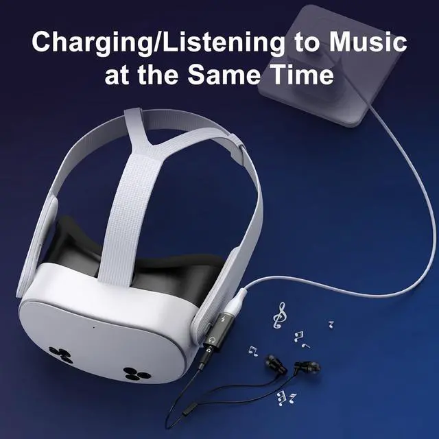 Alt view image 4 of 7 - USB C to 3.5MM Headphone and Charger Adapter for Meta Quest 3S Accessories USB C Headphone Adapter with Charging 2 in 1 Type-C to 3.5mm Audio Hi-Res with PD Fast Charge (Black)