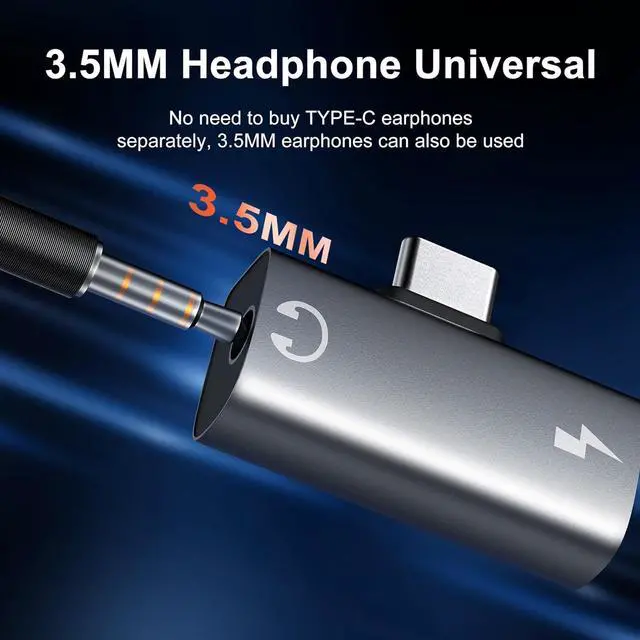 Alt view image 5 of 7 - USB C to 3.5MM Headphone and Charger Adapter for Meta Quest 3S Accessories USB C Headphone Adapter with Charging 2 in 1 Type-C to 3.5mm Audio Hi-Res with PD Fast Charge (Black)