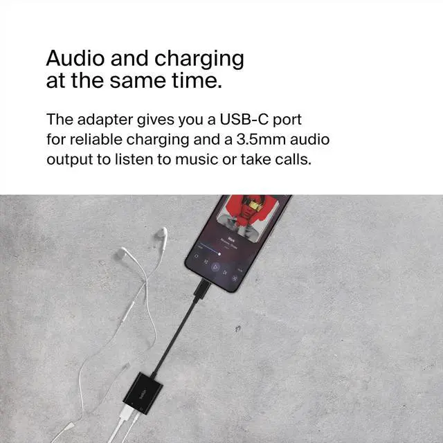 Alt view image 2 of 7 - RockStar? 3.5mm Audio with USB-C Charge Adaptor Included USB-C Audio Adaptor Compatible with iPad Pro Galaxy Note Google Pixel LG G6 Sony Xperia OnePlus and More - Black