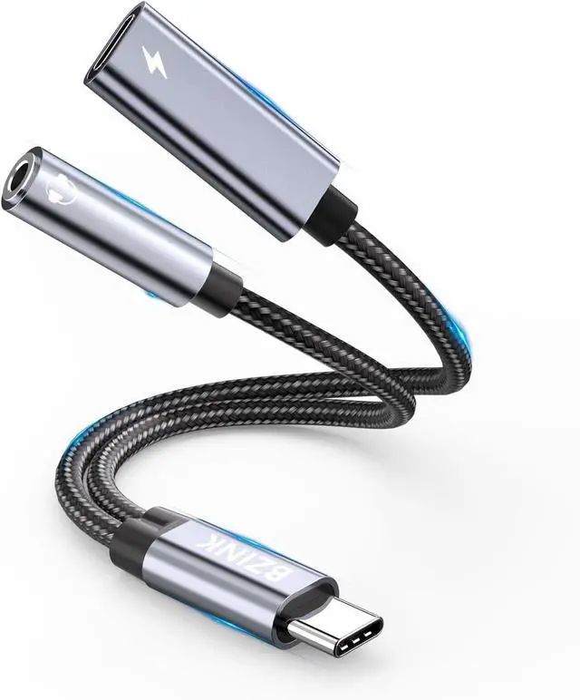 Main image of USB C to 3.5mm Female Headphone and Charger Adapter 2-in-1 Type USBC to Aux Audio Jack Hi-Res DAC Adapter and Fast Charging Dongle Cable Compatible with iPhone 16/15 Pro Max Galaxy S22 S21 S20 Pixel