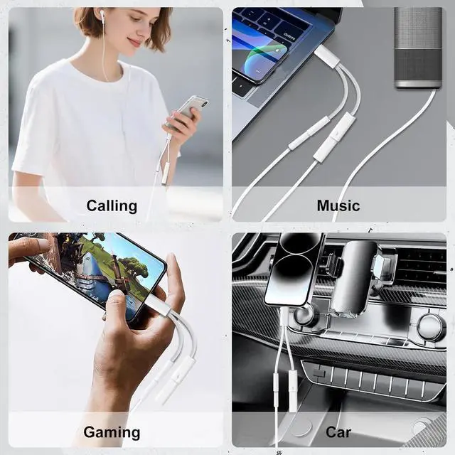 Alt view image 7 of 7 - USB C to 3.5mm Audio Adapter 2 in 1 USBC to Headphone Jack Adapter with PD Fast Charging Dongle Cable Type C to Aux for iPhone 16 iPhone 15 Galaxy