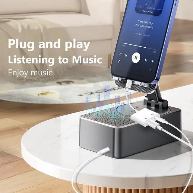 Alt view image 4 of 7 - USB C to 3.5mm Headphone Jack and Charger Adapter 2-in-1 Audio & Fast Charging Splitter for  iPhone 16/15/Pro/Pro Max iPad  Pixel and More 2Pack