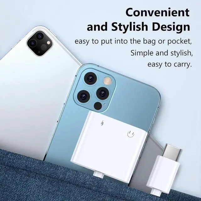 Alt view image 6 of 7 - USB C to 3.5mm Headphone Jack and Charger Adapter 2-in-1 Audio & Fast Charging Splitter for  iPhone 16/15/Pro/Pro Max iPad  Pixel and More 2Pack