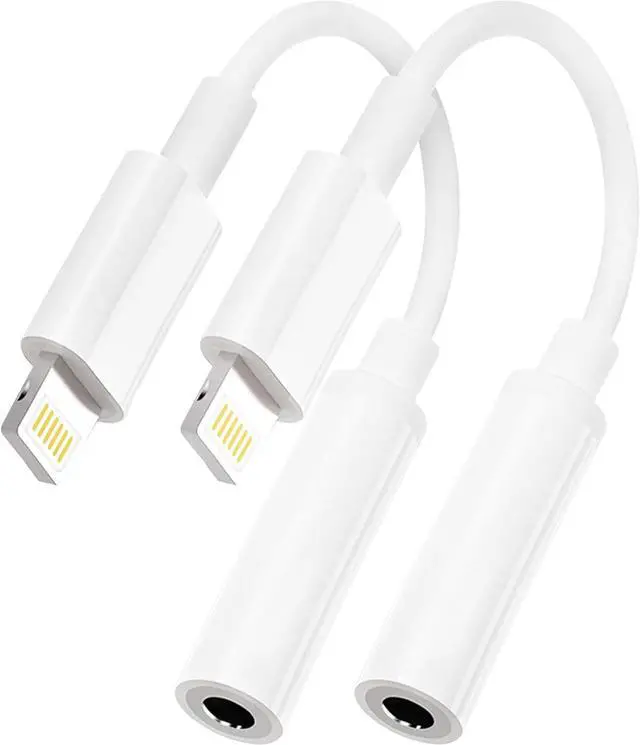 Main image of 2 Pack Lightning to 3.5 mm Headphone Jack Adapter for iPhone [ MFi Certified] Headphone Jack Adapter Cord Dongle Aux Cable Converter with iPhone 14/13/12/11/X/XR/XS/8/7