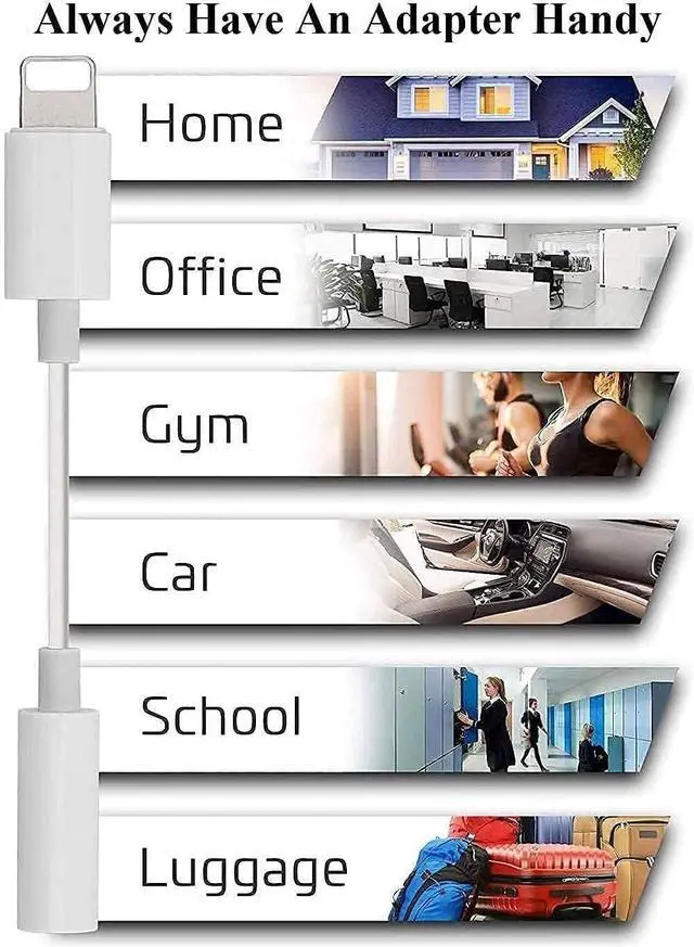 Alt view image 4 of 7 - 2 Pack Lightning to 3.5 mm Headphone Jack Adapter for iPhone [ MFi Certified] Headphone Jack Adapter Cord Dongle Aux Cable Converter with iPhone 14/13/12/11/X/XR/XS/8/7