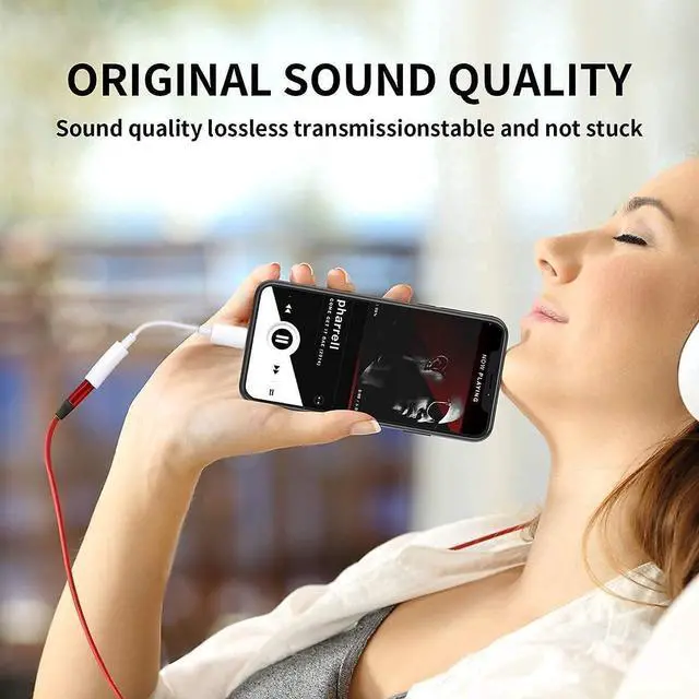 Alt view image 7 of 7 - 2 Pack Lightning to 3.5 mm Headphone Jack Adapter for iPhone [ MFi Certified] Headphone Jack Adapter Cord Dongle Aux Cable Converter with iPhone 14/13/12/11/X/XR/XS/8/7