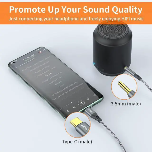 Alt view image 2 of 6 - USB C to 3.5mm Audio Aux Jack Cable (4ft) Type C to 3.5mm Headphone Car Stereo Cord Compatible with iPhone 16 Pro Max 15 Pro Max  Galaxy S24 S23 S22 S21 Note 20 Pixel 4 5 XL iPad Pro