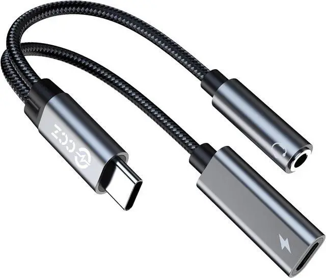 Main image of USB Type C to 3.5mm Headphone and Charger Adapter 2 in 1 USB C to Aux Audio Jack Hi-Res DAC with Charging for Earphones Compatible with  Galaxy S25/S24/S23/S22+ (USB-3.5MM 1Pack)