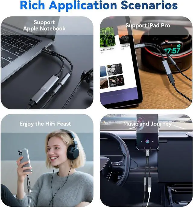 Alt view image 4 of 7 - USB Type C to 3.5mm Headphone and Charger Adapter 2 in 1 USB C to Aux Audio Jack Hi-Res DAC with Charging for Earphones Compatible with  Galaxy S25/S24/S23/S22+ (USB-3.5MM 1Pack)