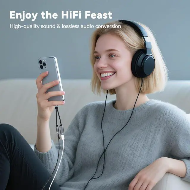 Alt view image 6 of 7 - USB Type C to 3.5mm Headphone and Charger Adapter 2 in 1 USB C to Aux Audio Jack Hi-Res DAC with Charging for Earphones Compatible with  Galaxy S25/S24/S23/S22+ (USB-3.5MM 1Pack)