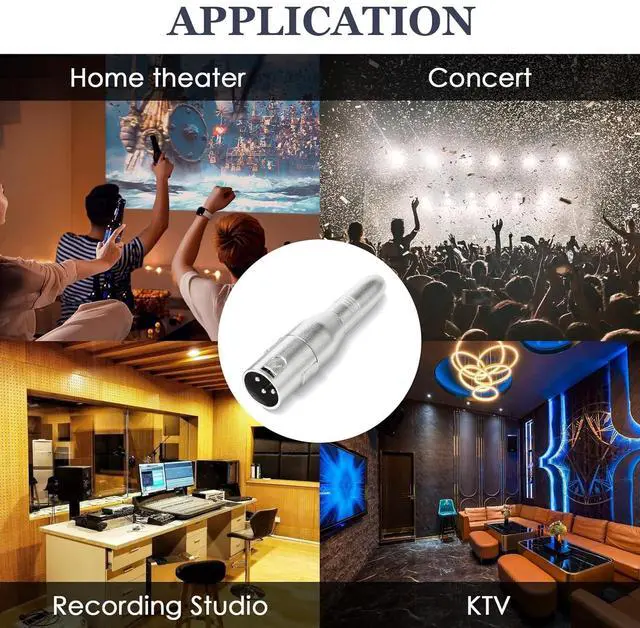 Alt view image 4 of 5 - XLR 3 Pin Male to 1/4 6.35mm Female Jack Socket Audio Adapter Professional Grade Conversion Adapters Audio Cable Mic Cord Adapter Plug Silver 2-Pcs