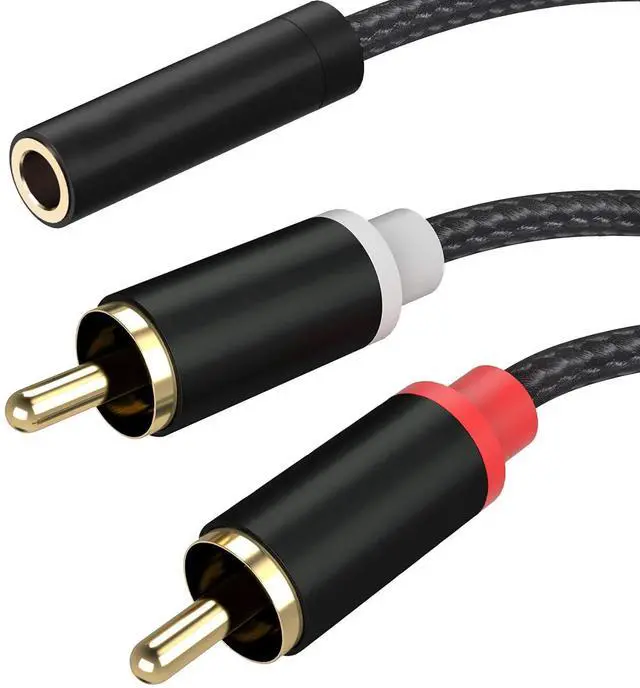 Main image of 3.5mm Female to 2 RCA Male Stereo Cable 3.5mm to RCA Bi-Directional AUX Auxiliary Y Cable Gold Plated Adapter Compatible for TV Smartphones MP3 Tablets Speakers Home Theater