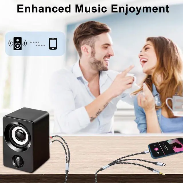 Alt view image 4 of 7 - 3.5mm to RCA Cable Lightning to RCA Male to Aux Audio Adapter HiFi Sound Headphone Jack Adapter (3 in 1 Audio Cable) Connector for iPhone/iPad Speaker MP3 Tablet HDTV(6FT)