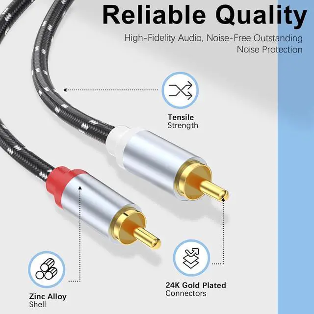 Alt view image 7 of 7 - 3.5mm to RCA Cable Lightning to RCA Male to Aux Audio Adapter HiFi Sound Headphone Jack Adapter (3 in 1 Audio Cable) Connector for iPhone/iPad Speaker MP3 Tablet HDTV(6FT)