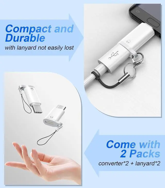 Alt view image 6 of 7 - Lightning to USB C Audio Adapter for Heaphones Support Line Control 2 Packs USBC Male to Lightning Female Earbuds Adapter Not for Charging/Data Transfer USB-C for  iPhone 16-15 / iPad
