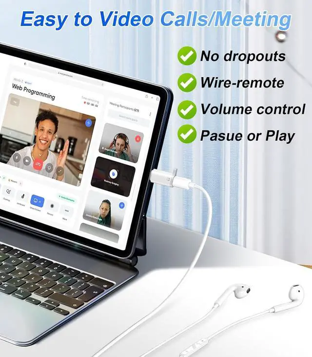 Alt view image 7 of 7 - Lightning to USB C Audio Adapter for Heaphones Support Line Control 2 Packs USBC Male to Lightning Female Earbuds Adapter Not for Charging/Data Transfer USB-C for  iPhone 16-15 / iPad