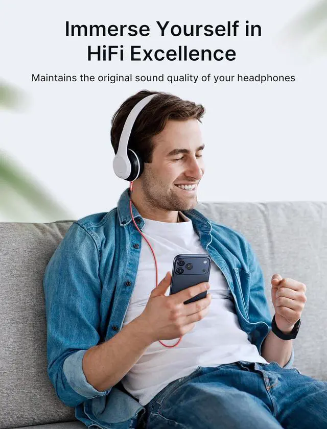 Alt view image 2 of 7 - USB C to 3.5mm Audio Aux Jack Cable for iPhone 17 Pro Max/Air [3.3ft] Type C to 3.5mm Headphone Car Stereo Cord Compatible with iPhone 16/15 Pro Max  Galaxy S25 S24 iPad Pro Pixel 9/8