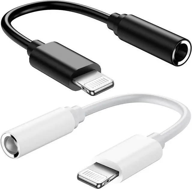 Main image of 2Pack  MFi Certified Lightning to 3.5mm Headphone Jack Adapter iPhone to 3.5 mm Earphone Aux Audio Converter Dongle Cable - Compatible with iPhone 14 13 12 11 Pro Max X XS Max XR 8 7 Plus