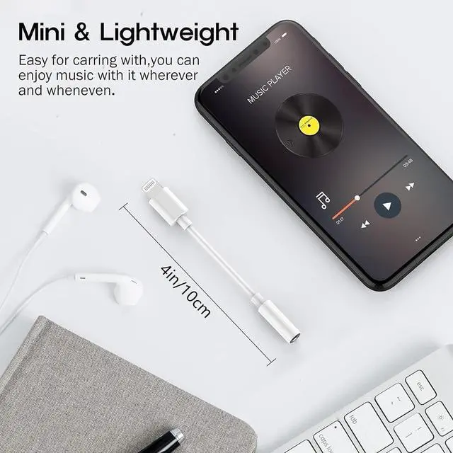 Alt view image 4 of 7 - 2Pack  MFi Certified Lightning to 3.5mm Headphone Jack Adapter iPhone to 3.5 mm Earphone Aux Audio Converter Dongle Cable - Compatible with iPhone 14 13 12 11 Pro Max X XS Max XR 8 7 Plus