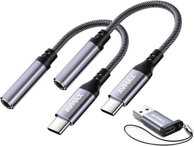 Main image of USB C to 3.5mm Audio Headphone Adapter HiFi 2 Pack Type c to Aux Female Cable for 16 15 Plus S24 S23 S22 S21 S20 and More Type c Devices