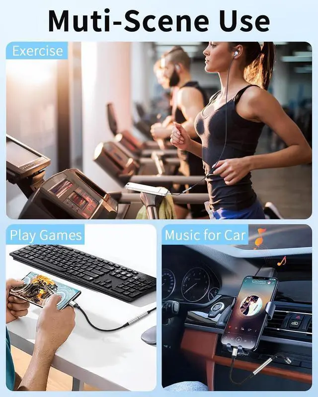 Alt view image 7 of 7 - USB C to 3.5mm Headphone Jack Adapter with DAC Chip 2 Pack HiFi USB-C to Audio Dongle Compatible with iPhone 16 15 Pro Max Galaxy S25 S24 S23 S22 iPad Pro MacBook USBC to Aux Adapter