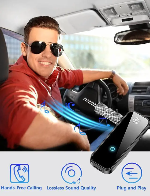 Alt view image 3 of 7 - Bluetooth 5.0 Adapter 3.5mm Jack Aux Dongle 2-in-1 Wireless Transmitter Receiver for Car TV Audio Headphones Speakers Projector
