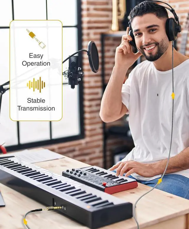 Alt view image 4 of 7 - 2-Pack 1/4 to 3.5mm adapter (TRS 1/4 to 1/8 AUX Audio Jack Converter Gold Plated Aluminum Shell 6.35mm Male to 3.5mm Female) Stereo Headphone Adapter for AUX Cable Guitar Amplifier Piano