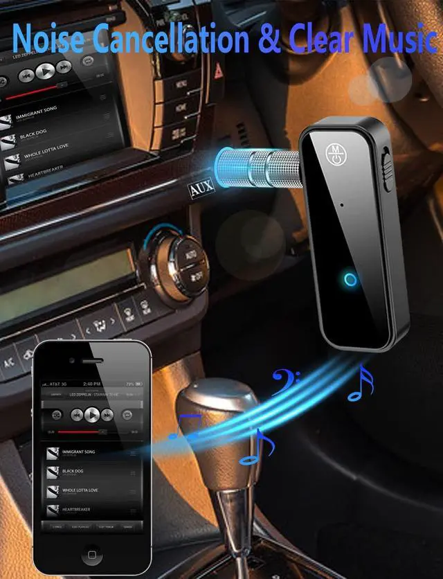 Alt view image 7 of 7 - Bluetooth 5.0 Adapter 3.5mm Jack Aux Dongle 2-in-1 Wireless Transmitter Receiver for Car TV Audio Headphones Speakers Projector
