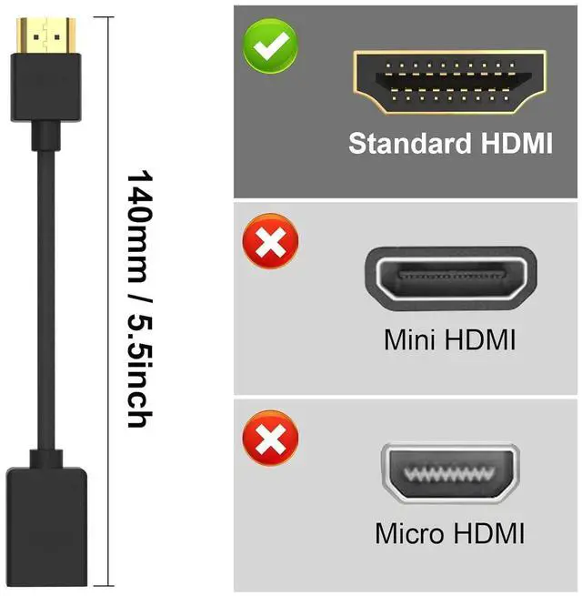 Alt view image 5 of 6 - HDMI Extension Cable Male to Female Adapter Short HDMI Extender Support 4K 3D Compatible with Google Chrome Cast  Stick HDTV Laptop and PC