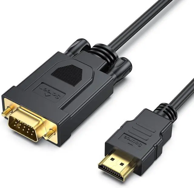 Main image of HDMI to VGA 6 Feet Cable Uni-Directional HDMI Computer to VGA Monitor Cable (Male to Male) Compatible for Computer Desktop Laptop PC Monitor Projector HDTV  Xbox