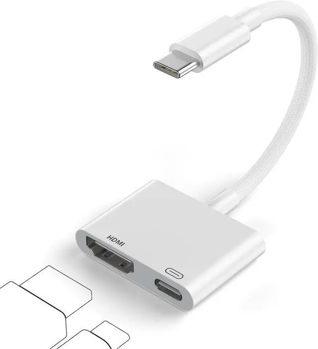 Main image of USB-C to HDMI Adapter for iPhone 17 16 15 MacBook iPad 4K@60Hz Type C to HDMI Adapter with 100W PD Multiport Digital AV Converter for Galaxy Pixel Tablets Switch Laptop to HDTV Projector Monitor