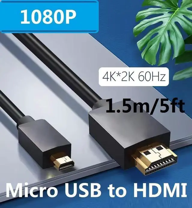 Alt view image 2 of 7 - Micro USB to HDMI Converter 4K 1080P HDMI Extender Cable 1.5M/ 5ft Adapter Copy and Expand Videos Pictures from Mobile Phone or Tablet to HDTV Monitor Projector Compatible with HDMI-supporting TVs