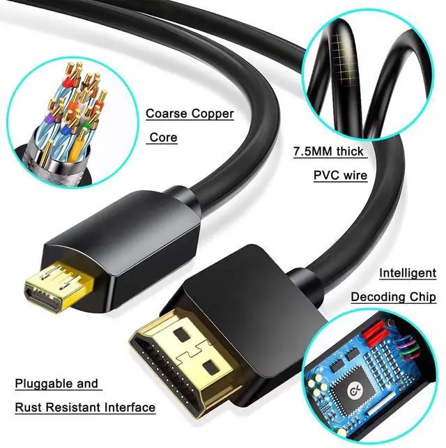 Alt view image 5 of 7 - Micro USB to HDMI Converter 4K 1080P HDMI Extender Cable 1.5M/ 5ft Adapter Copy and Expand Videos Pictures from Mobile Phone or Tablet to HDTV Monitor Projector Compatible with HDMI-supporting TVs